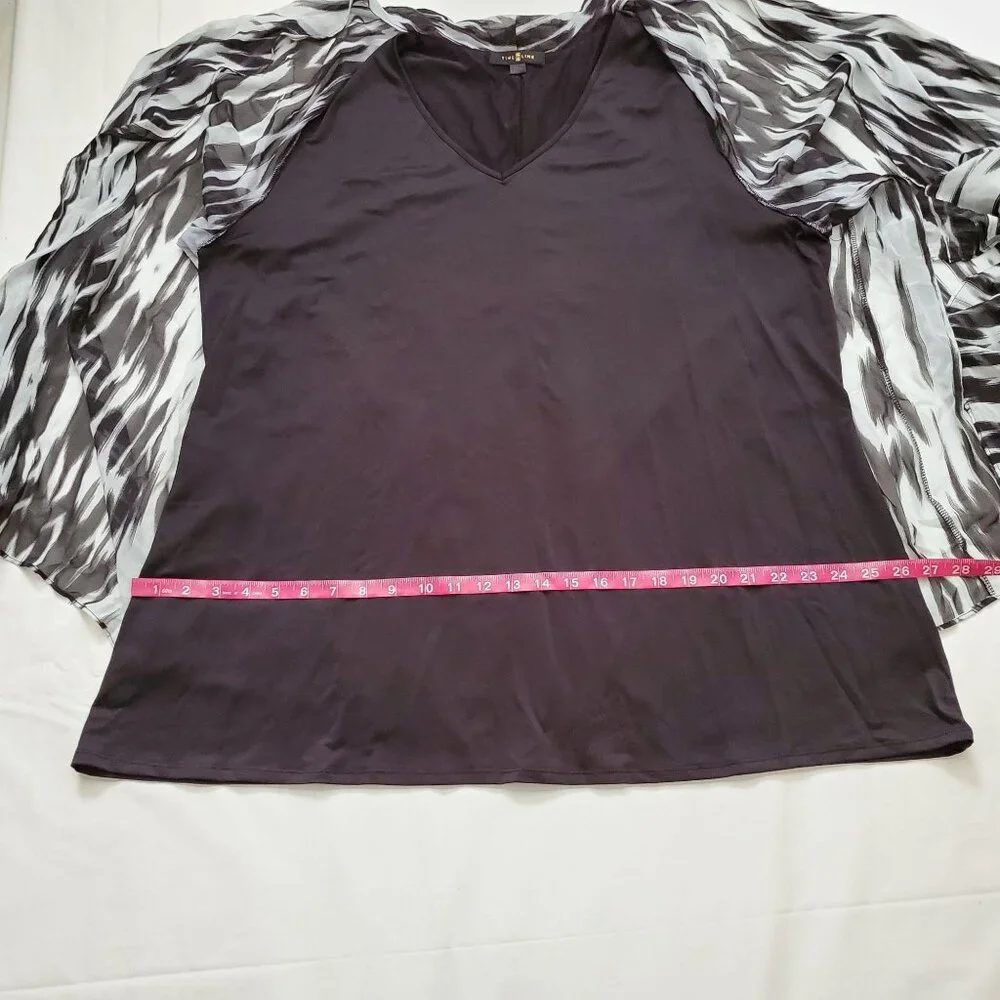 Timeline Womens Plus Size Cloak Style Longline Sleeveless Black Tunic Blouse 3XL - Picture 10 of 13